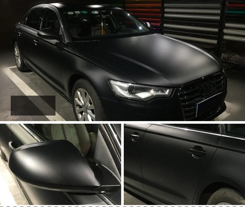 Матовая Черная Виниловая Автомобильная фотопленка для обмотки автомобилей