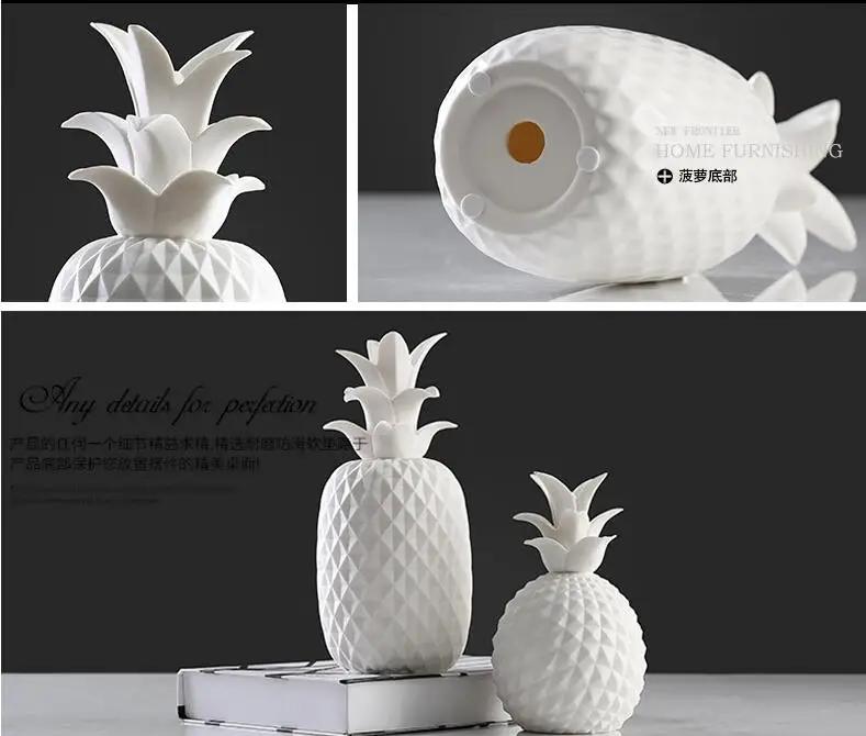 2 pcs lot porcelain pineapple ornaments simple creative white ceramic fruit home decoration | Дом и сад