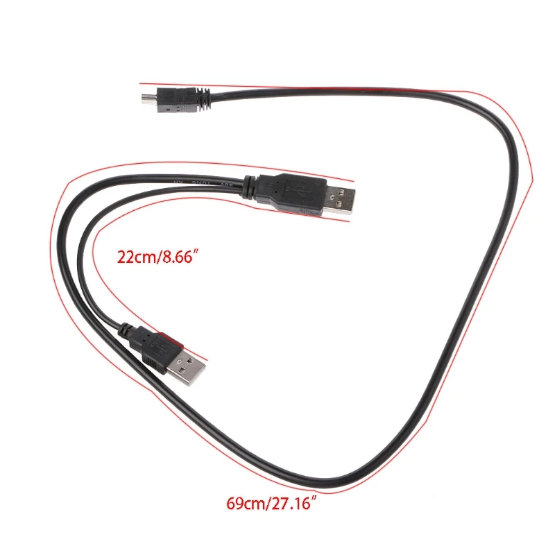 Черный USB 2 0 Тип A папа мини Y сплиттер силовой кабель для передачи данных