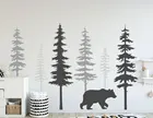 Семейная большая сосна с медведем, наклейки, детское дерево, искусство, природа, домашний декор, скандинавский стиль LR53