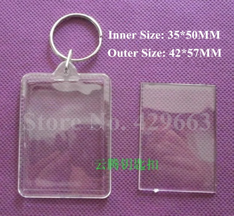 Free shipping 35pcs/lot Large Rectangular Transparent Blank Insert Photo Picture Frame Key Ring Split keychain | Украшения и