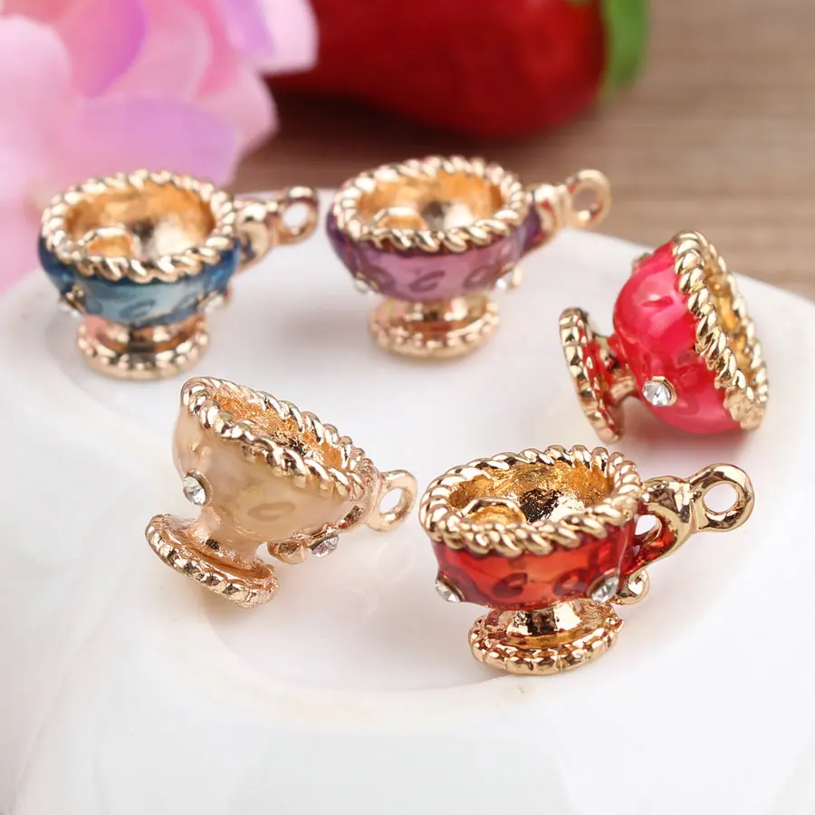 10 шт./лот 3D Bling Wine Cup подвески из сплава имитация хрустальной кружки DIY ювелирные
