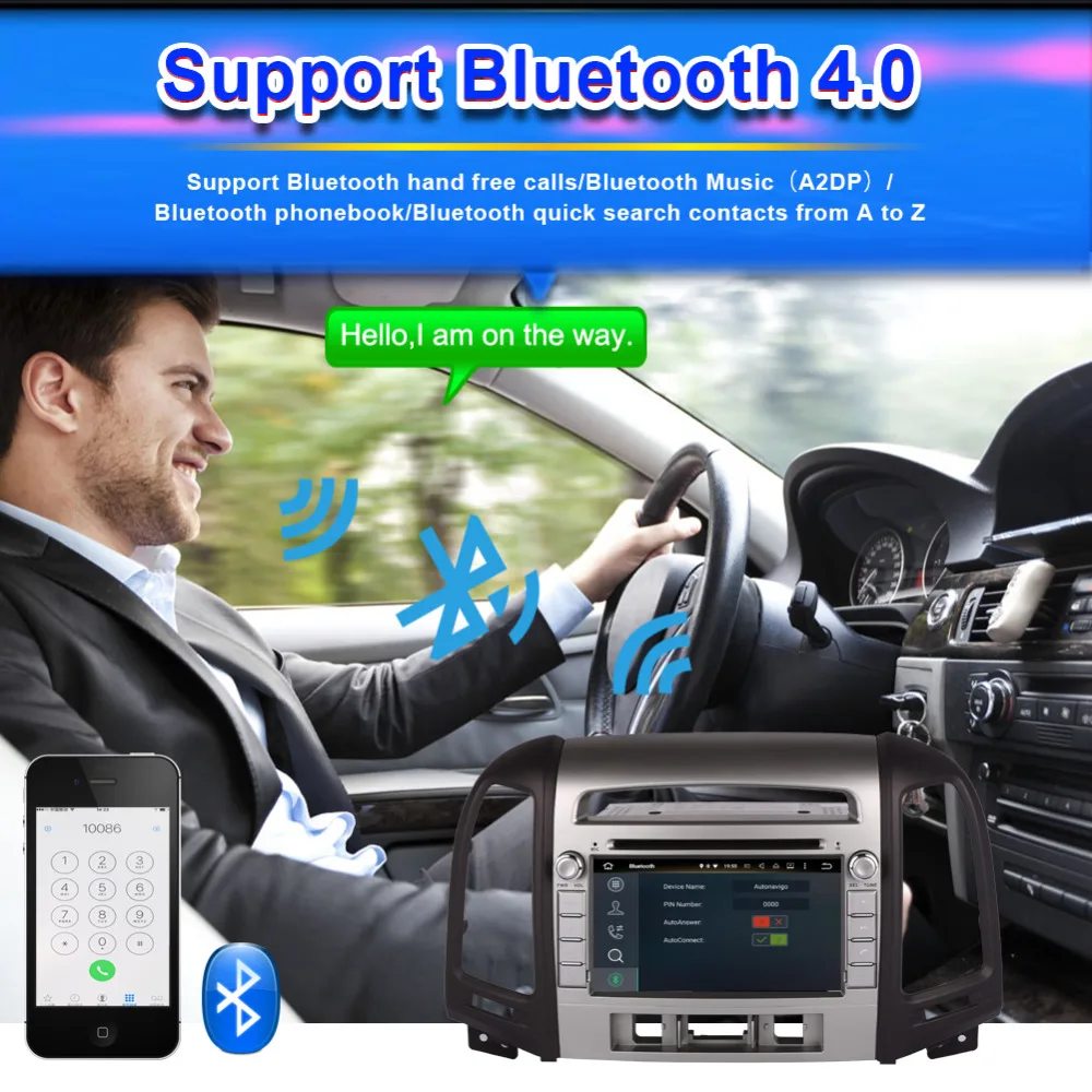 Автомагнитола для Hyundai Santa Fe Android 7 1/8 0 Восьмиядерный процессор 4 Гб ОЗУ стерео