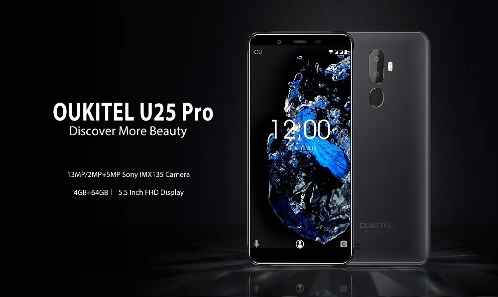 OUKITEL U25 Pro 5," FHD MTK6750T Восьмиядерный мобильный телефон 4 ГБ ОЗУ 64 Гб ПЗУ Android 8,1 двойная камера отпечаток пальца 4G LTE смартфон