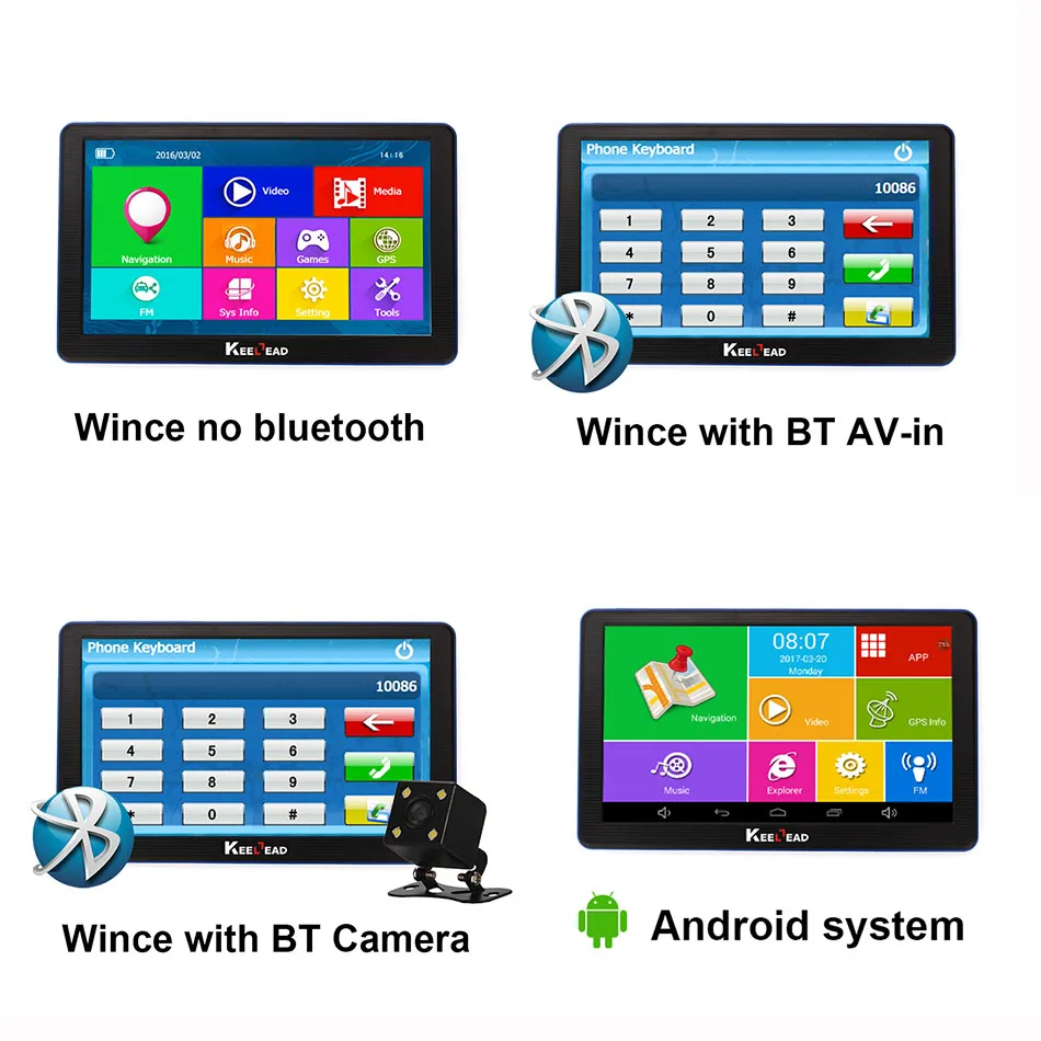 Автомобильный навигатор KEELEAD 7 дюймов HD GPS 8 ГБ Android Wince bluetooth AV in для России Европы