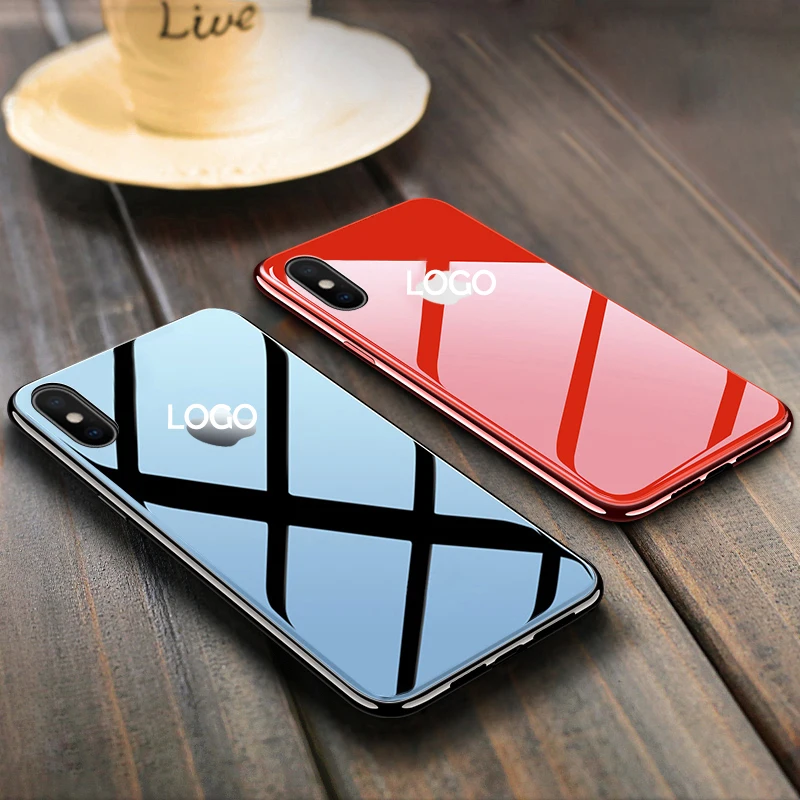 Модный стеклянный чехол с гальваническим покрытием для iphone XR Xs max логотипом рамка