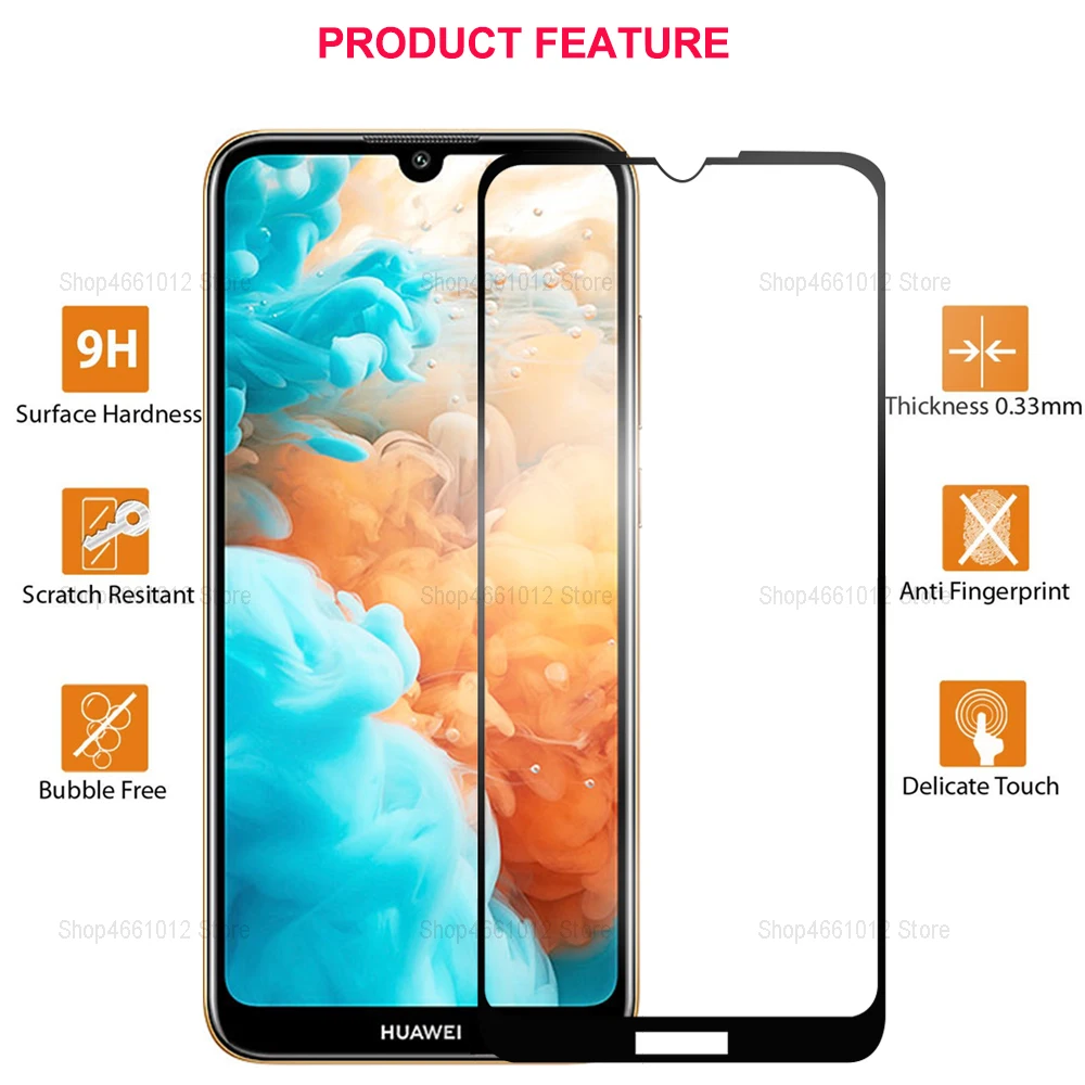 Закаленное стекло с полным покрытием для Huawei Y6 2019 Защита экрана Prime защитная