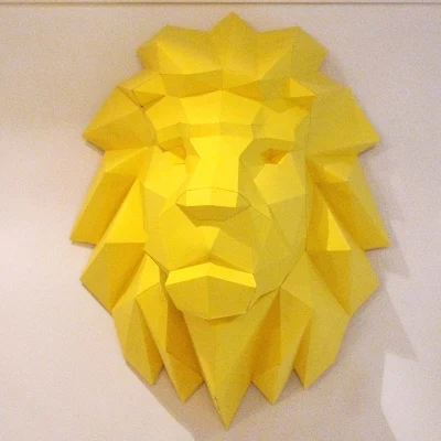 Lion 500X250mm 3D бумажная модель в виде голов животных Бумага Ремесло домашнее украшение Стены Развивающие головоломки DIY ручные игрушки вечерние подарки для детей орнамент - Цвет: Lion 500X250mm