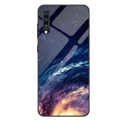 Для samsung galaxy A50 A5050 чехол звездное небо закаленное стекло+ ТПУ Край тонкий Жесткий задний Чехол A505F 6," бампер чехол для телефона s - Цвет: A9