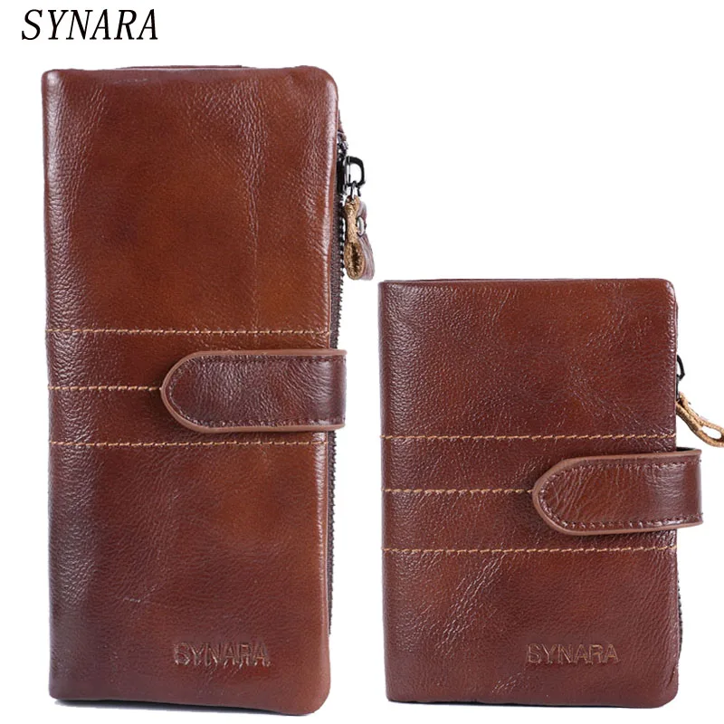 

SYNARA New First Layer Of Real Leather Men's Oil Retro High-Capacity Multi-Card Bit Long Wallet Clutch Men Genuine wallet