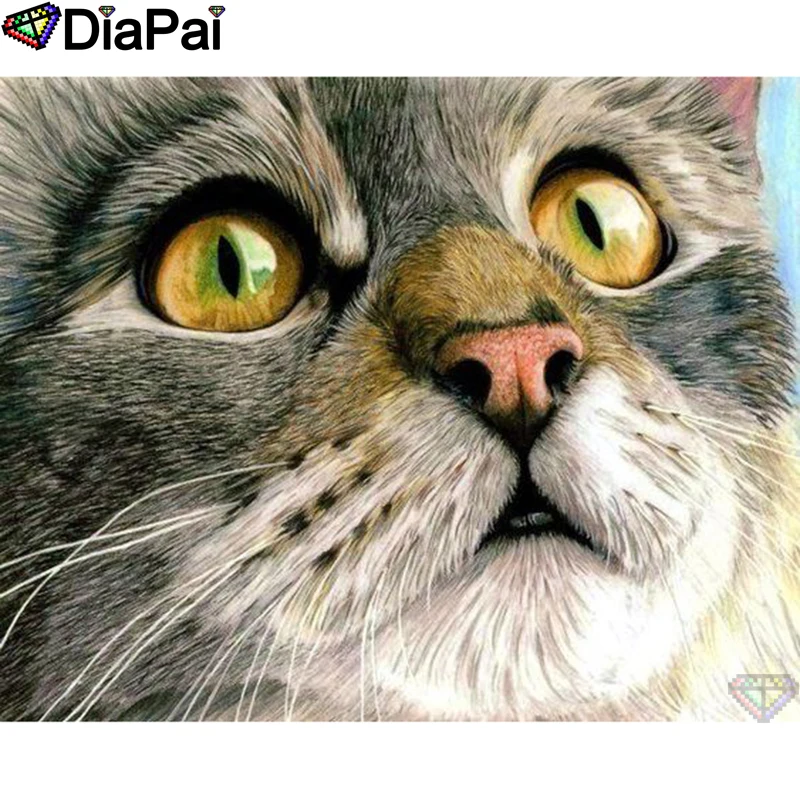 

DIAPAI 5D DIY Diamond Painting 100% Full Square/Round Drill "Animal cat" Diamond Embroidery Cross Stitch 3D Decor A21828