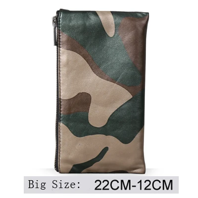 Big-Size Мужские кошельки из натуральной кожи, Камуфляжный цвет, овечья кожа, мягкий мужской клатч ручной работы, женские кошельки для кредитных карт, для любителей путешествий, сумка для денег - Цвет: Big-Size