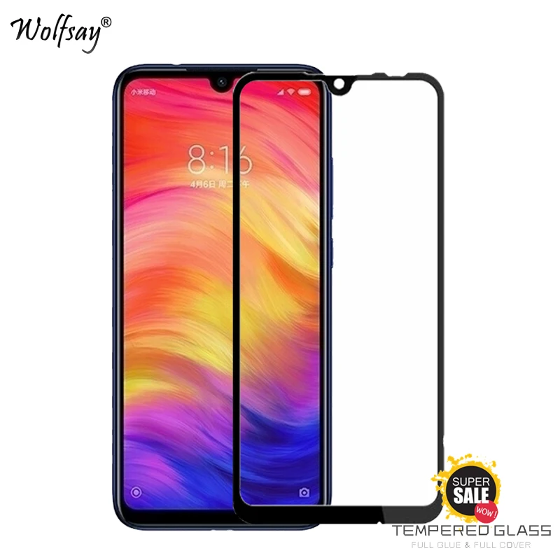 Protector de pantalla para Xiaomi Redmi Note 7 Pro, cristal templado con pegamento completo, 2 unidades-1