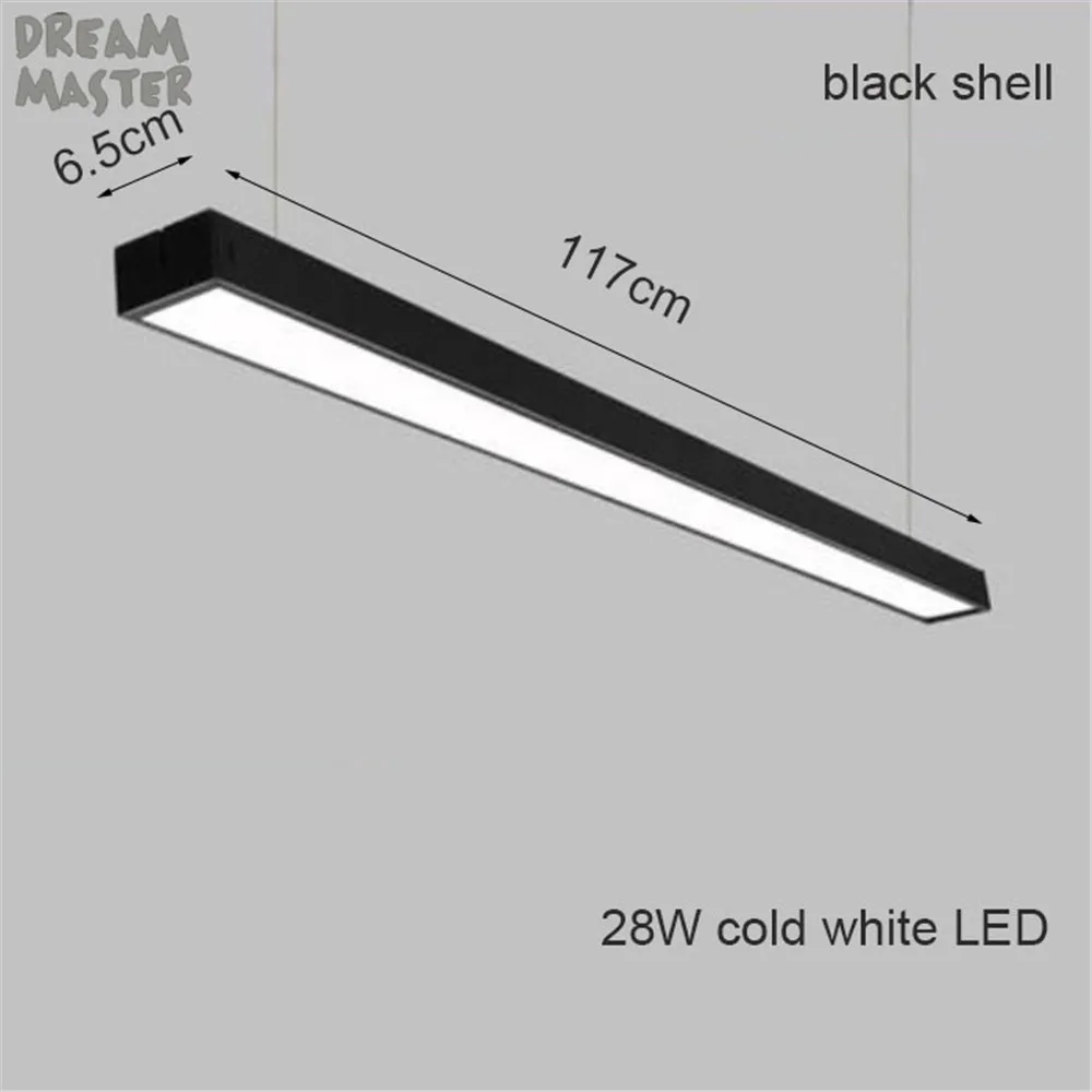 Черно-белая L120cm длинная Светодиодная лента подвесные лампы для офиса 28W 36W 48 W