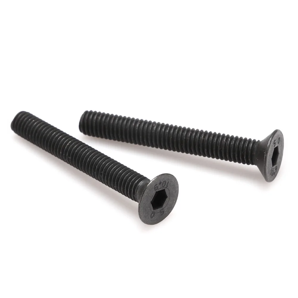100pcsM6 flat head countersunk black grade 10.9 Alloy Steel Hex Socket Head Cap Screw M6*8/10/12/16/20/25/30/35/40/45/50mm | Обустройство