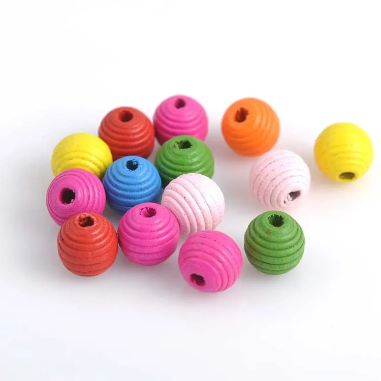 

14mm 50Pcs Mixed Color Natural Whorl Wave Wooden Round Ball Spacer Beads for Diy 2018 New MT1143-14mm