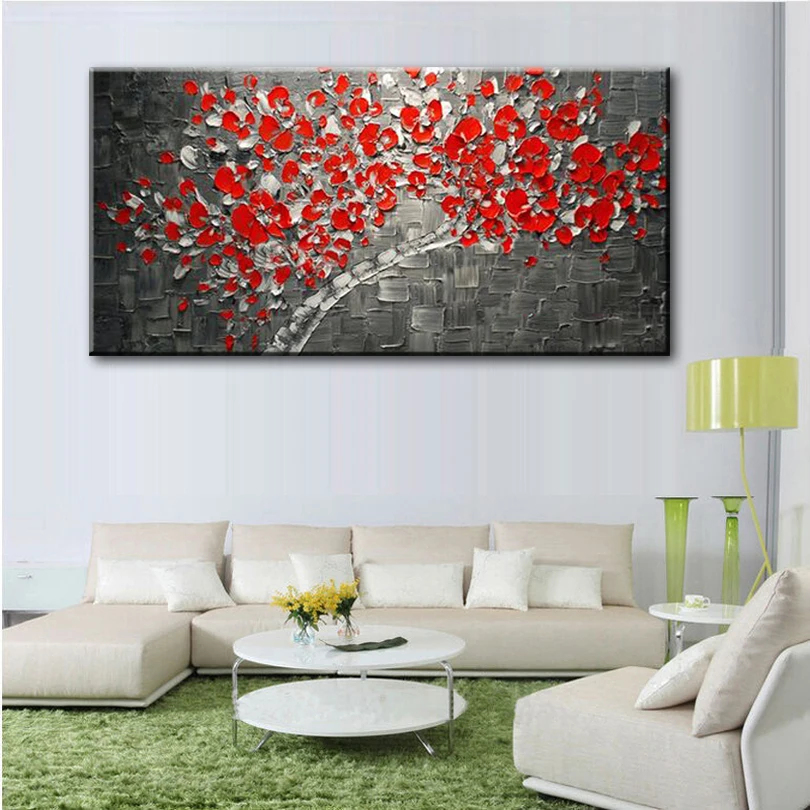 

New handmade Modern Canvas on Oil Painting Palette knife Tree 3D Flowers Paintings Home living room Decor Wall Art 168039
