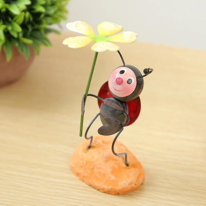 Creative Iron Ant Ladybug Miniature Figurines Ornaments Cartoon Insects Model Desktop Crafts Home Decor Children Toy Gifts | Дом и сад