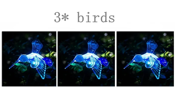 RGB светодиодный садовый светильник на солнечной батарее Открытый водонепроницаемый для украшения сада бабочка птица Стрекоза современный Путь Газон солнечный светильник Декор - Испускаемый цвет: 3 birds