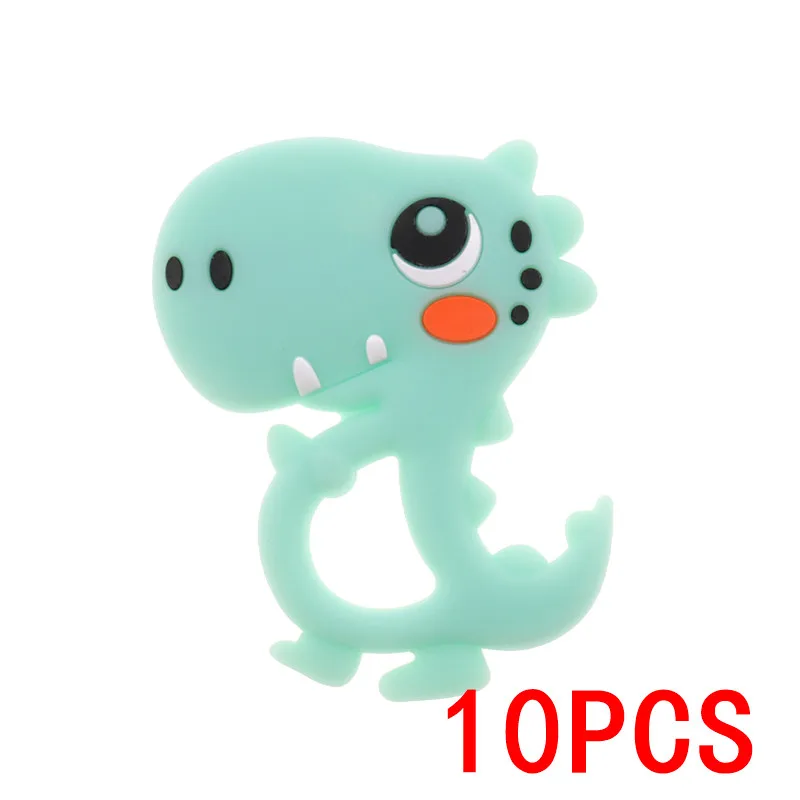Dinosaur-Mint Green Bpa бесплатно 10 шт. милый динозавр силиконовая Детская Подвеска-Прорезыватель для зубов ожерелье коала Дракон пищевой подарок для кормления Единорог енот - Цвет: Dinosaur-Mint Green