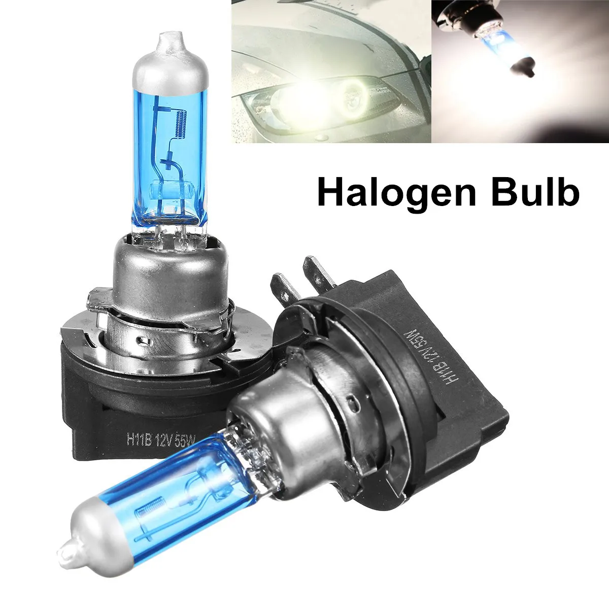 2 шт. Высокая мощность HAOLGEN H11B 55 Вт 5000 К автомобильный головной светильник, лампа, головной противотуманный светильник, белый сменный светильник