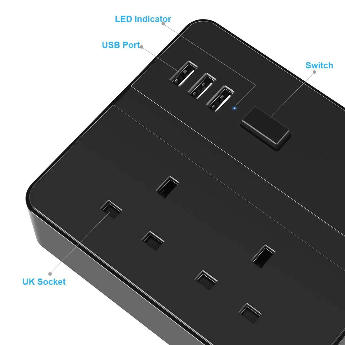 Мощность полосы USB удлинитель Розетка с Зарядное устройство Стабилизатор