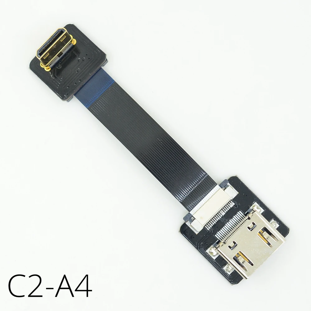 Мини HDMI вверх угловой FPC Mini C Тип A штекер Женский FPV HDTV плоский кабель для