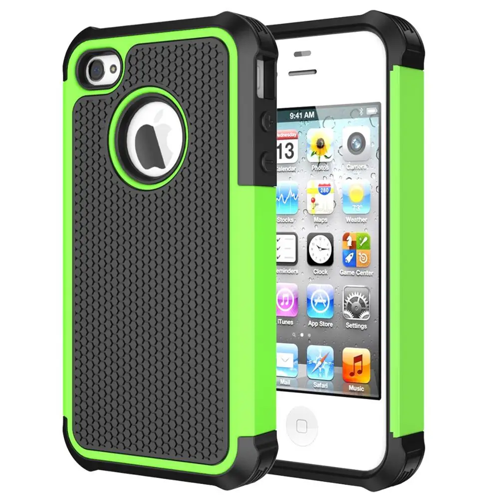 Phone Case for iPhone 4 4S Rugged Rubber Matte Hard Silicone Case Cover Shockproof Protective Phone Cases for iPhone 4 4S