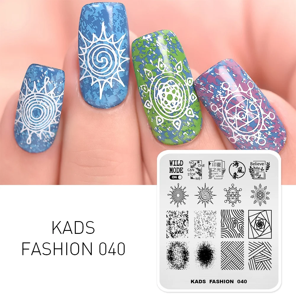 Модные шаблоны KADS 040 для ногтей печати DIY маникюрные трафареты|Шаблоны дизайна