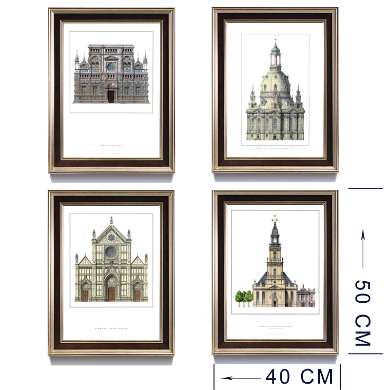 Европейский ретро архитектурный дизайн классический постер Картина на холсте