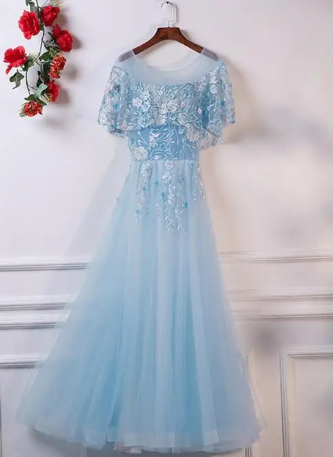 VENSANAC O Neck Flowers Embroidery A Line Long Evening Dresses 2018 Vintage Lace Appliques Party Tulle Prom Gowns | Свадьбы и