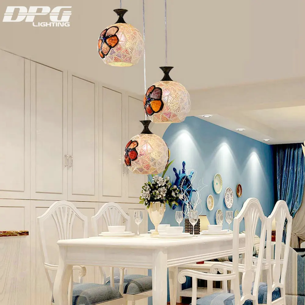 Современные Тиффани Стекло LED Открытый Подвесные Светильники лампы светильники