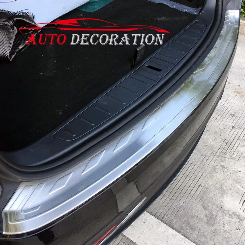 Для Tesla модель X нержавеющая серебристый, Черный задний багажник наружный бампер пластина защитная крышка стайлинга автомобилей