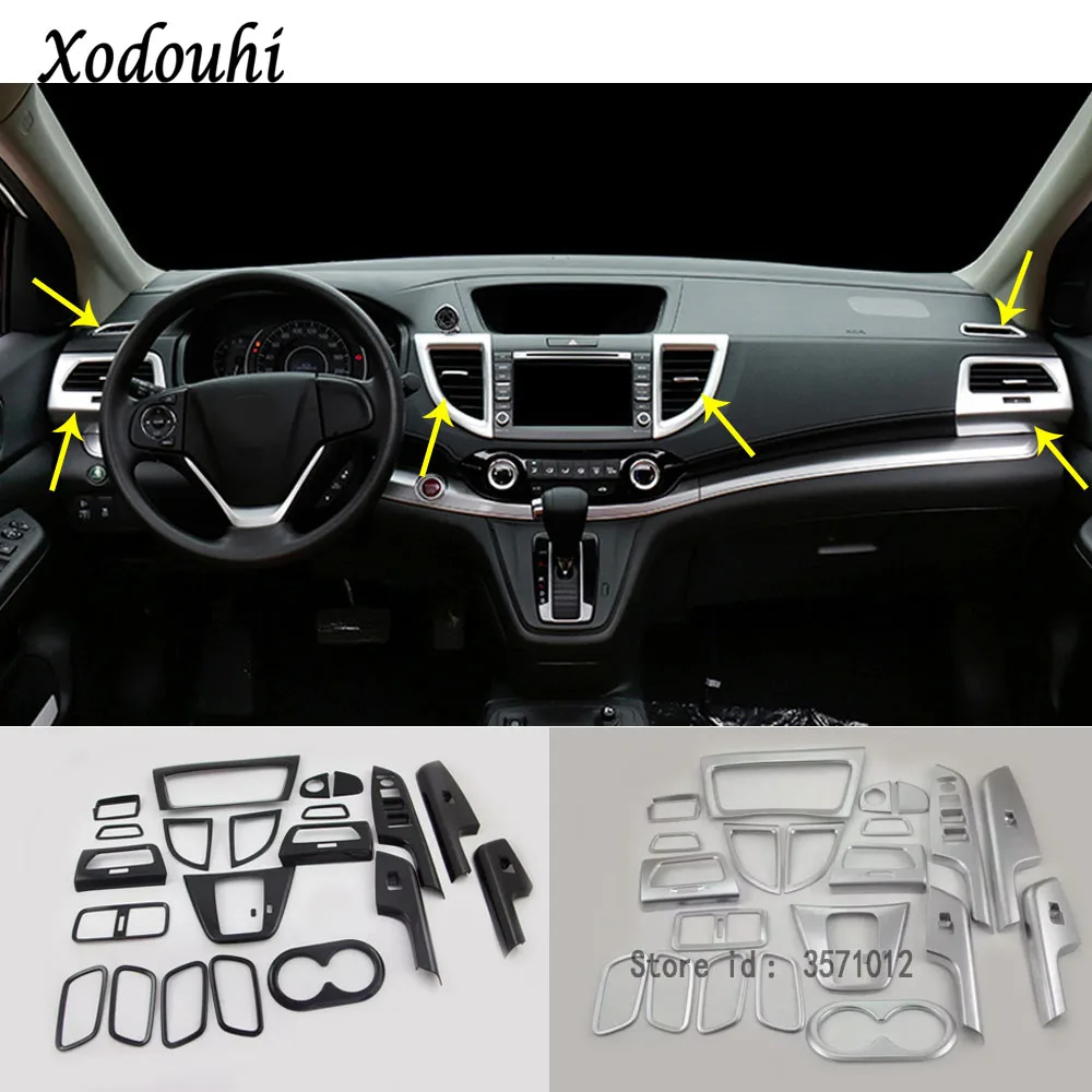

For Honda CRV CR-V 2012 2013 2014 2015 2016 Car ABS Switch Handle Bowl Vent Outlet Air Condition Panel Control Trim Frame 22pcs
