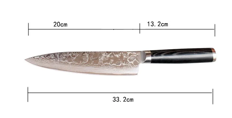 8 дюймов дамасский нож шеф повара VG 10 71 слоев Япония Дамасская сталь кухонные ножи
