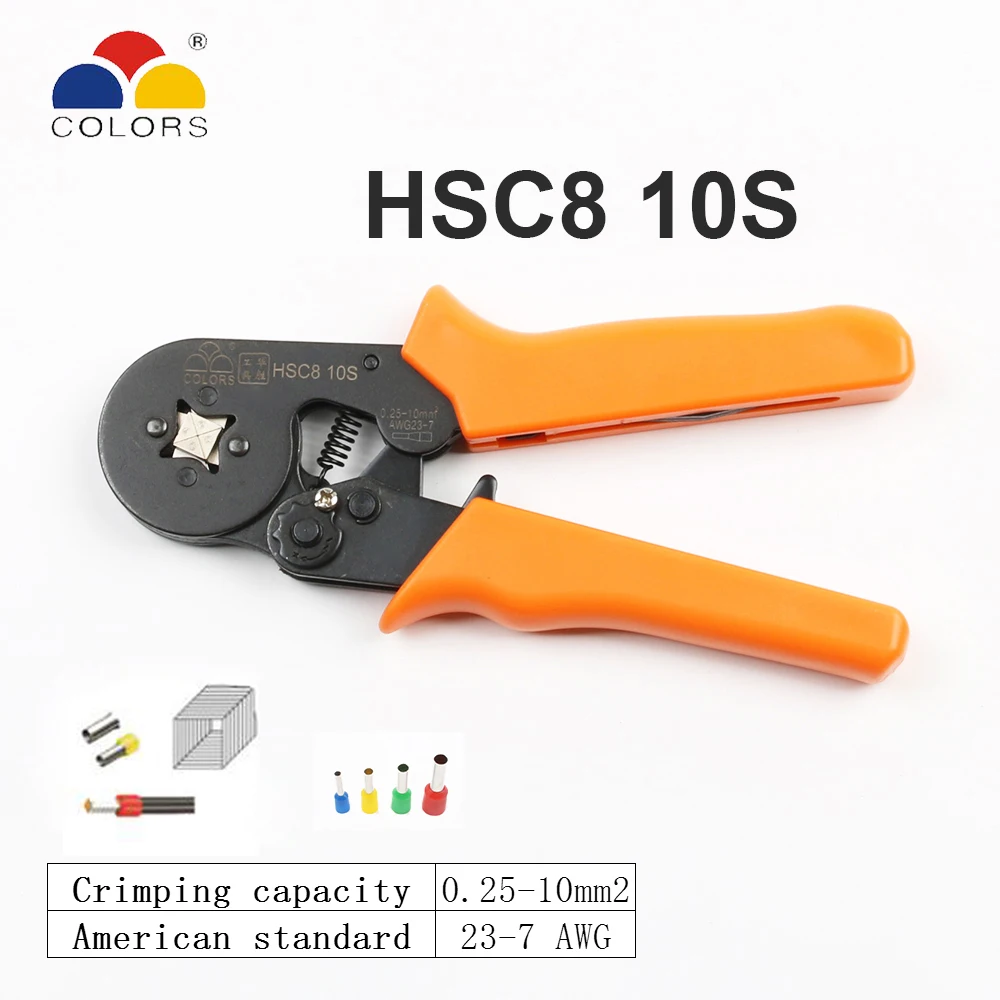 HSC8 0 25 6 мм2 23 10AWG обжимные плоскогубцы 6A Мини с круглым носом трубкой игольчатые