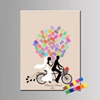 Пользовательское имя Дата Свадьба Гостевая книга креативное свадебное украшение свадебный подарок идея милая пара езда на велосипеде на заказ холст печать