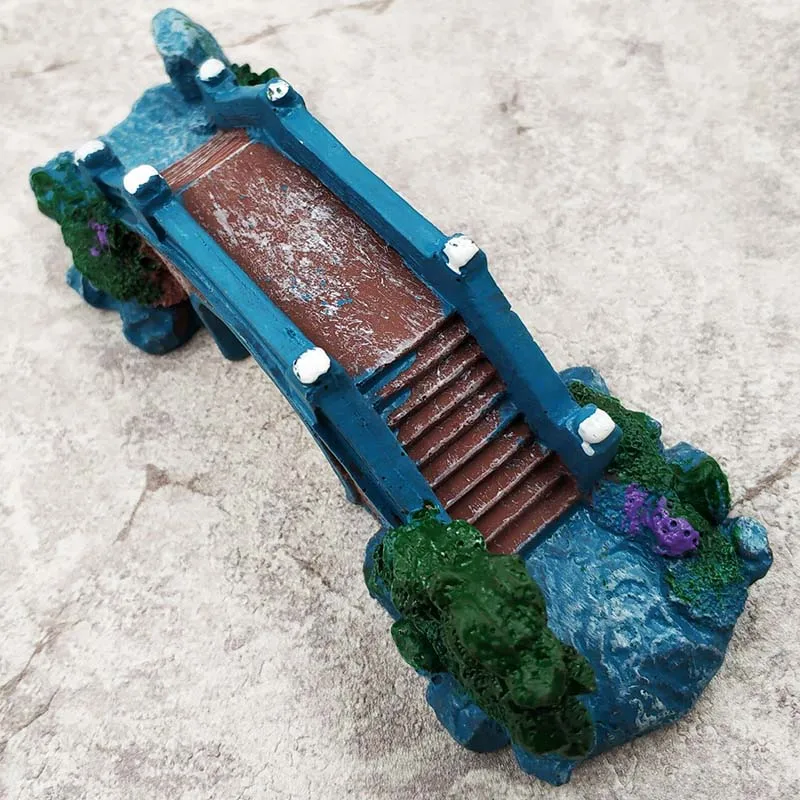 Аквариумное украшение синий мост искусственный павильон дерево аквариум пейзаж