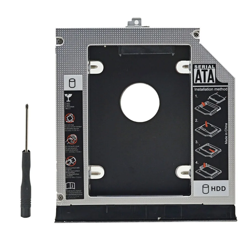 Алюминиевый 2nd HDD Caddy 12 7 мм SATA 3 0 двойной светодиодной чехол для SSD Dell Latitude E5400 E5410 E5420