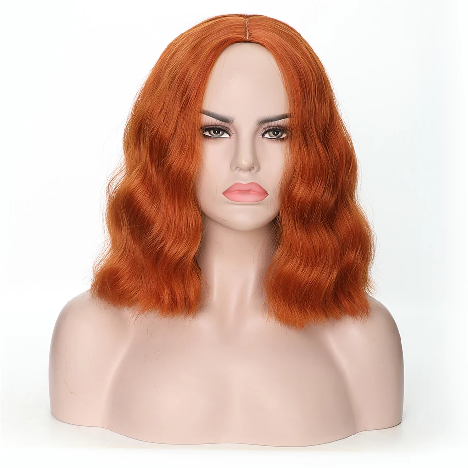 Rosa Star Short Wavy Synthetic Wigs For Women Middle Part Black Heat Resistant Cosplay Costume Wig 11 Color - Color: Yellow Brown