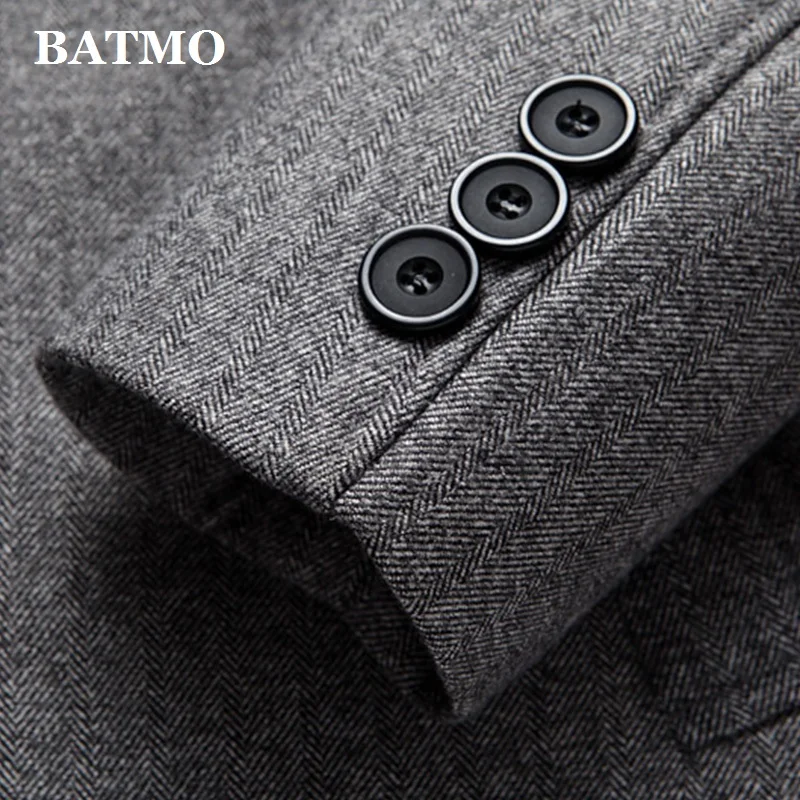 Мужской шерстяной Тренч BATMO повседневное шерстяное пальто большого размера для