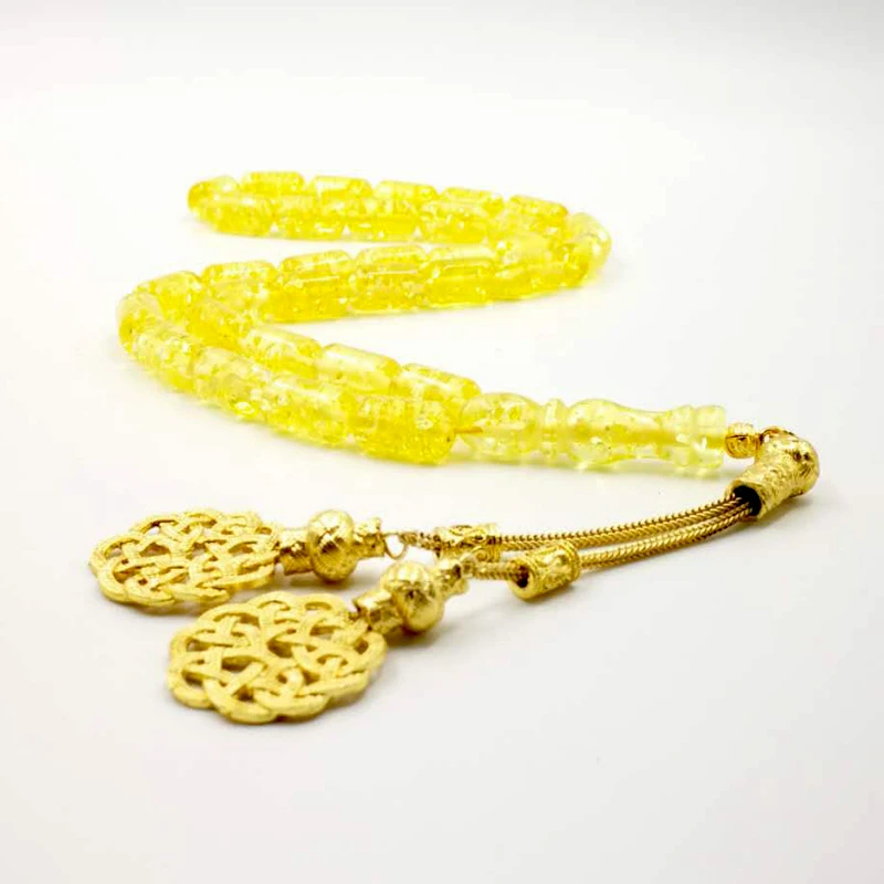 Золотой смоляный браслет Tasbih с роскошными металлическими кисточками