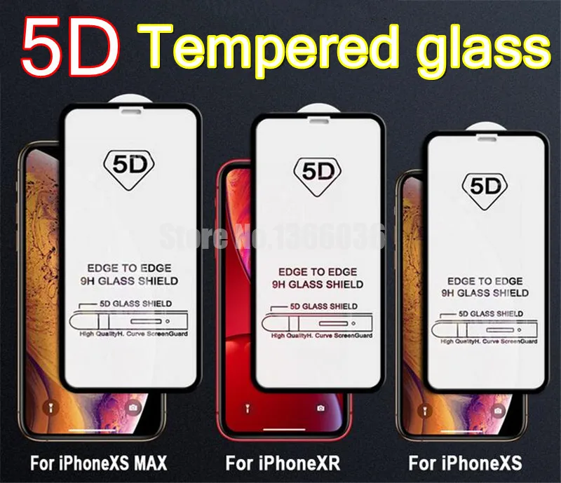 100 шт. 5D загнутое полное покрытие закаленное стекло Защита экрана для Iphone XR XS MAX