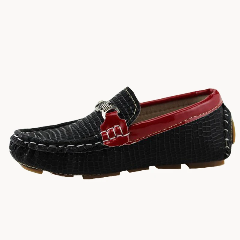 JABASIC Брендовая обувь повседневные Лоферы унисекс Slip-on Мягкая дышащая обувь на полукруглой подошве PU кожаная обувь детская обувь для школьной униформы - Цвет: Black