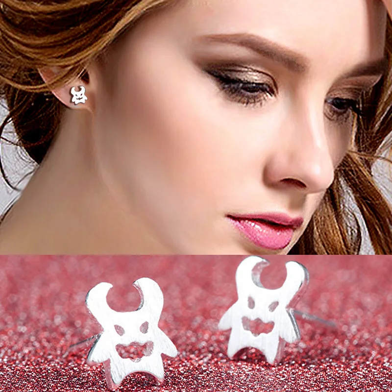 19 стильных серебряных серег милые маленькие шпильки с демоном для девочек