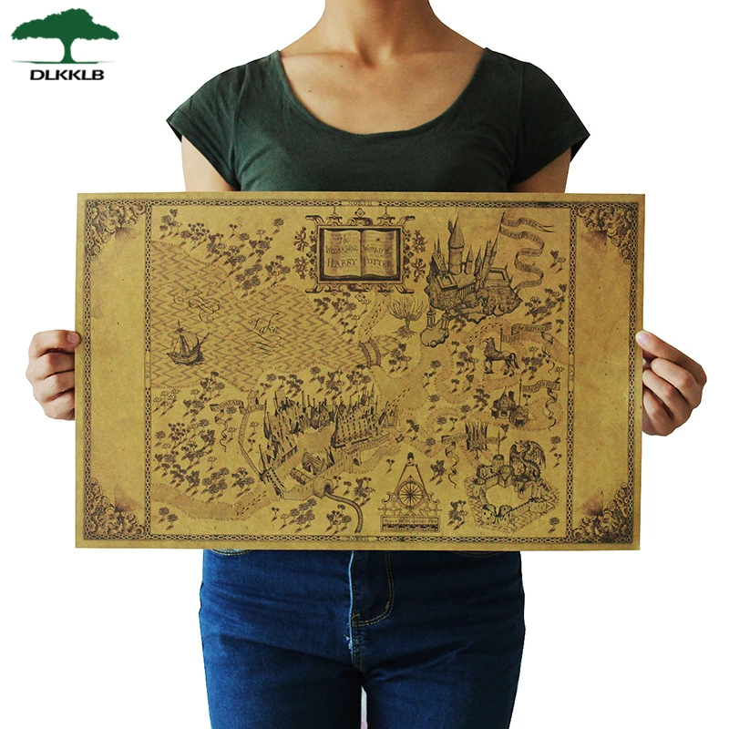 

DLKKLB карта волшебного мира, знаменитые постеры из нового фильма, декоративные картины, восстанавливающие древние пути, наклейки на стену, 33x51...