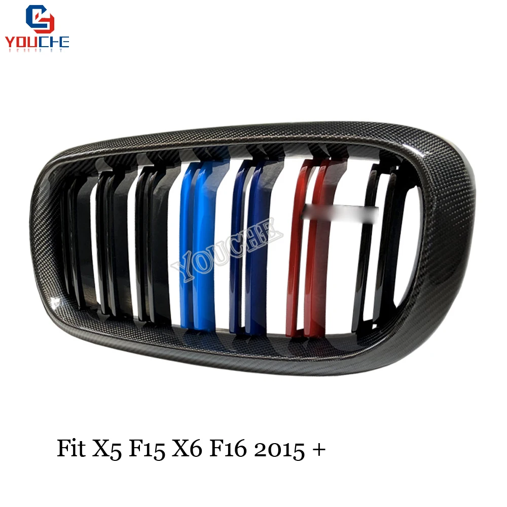 F15 карбоновое волокно 2 планка Передняя решетка для BMW X5 X6 F16 2014 + 5 двери