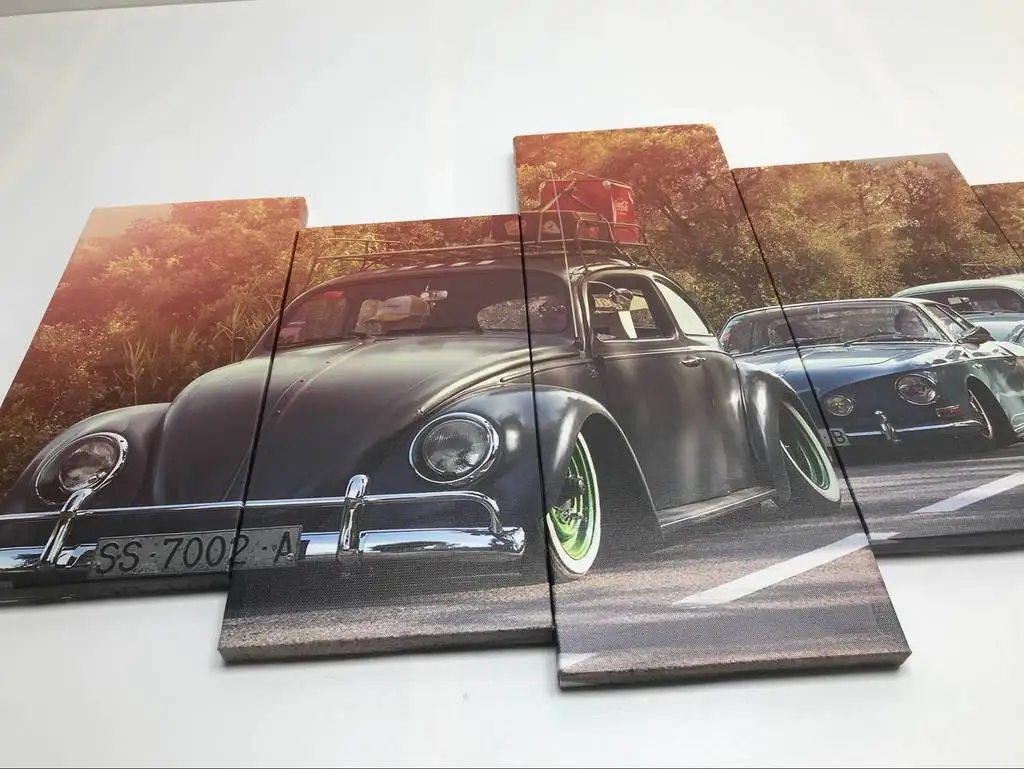Холст стены Книги по искусству модульная Pictures Home Decor 5 шт. автомобиля Volkswagen Beetle