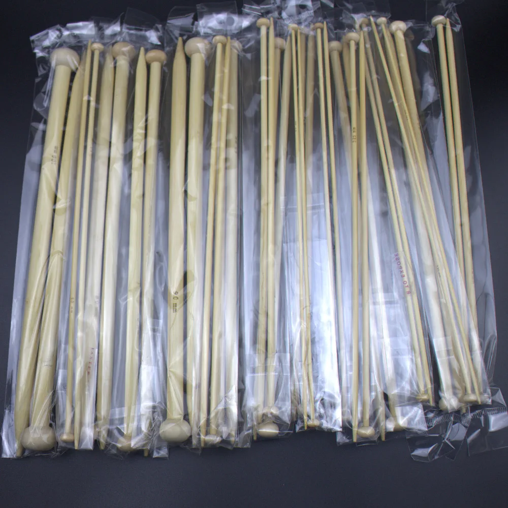 Реальное фото Набор вязаных спиц из бамбука 18 размеров набор гладких высокого