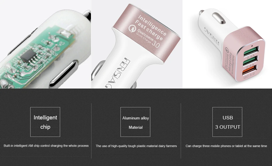FERISING USB Автомобильное зарядное устройство 3 порта Быстрая зарядка 3,0 Автомобильное зарядное устройство 7.8A двойное быстрое автомобильное быстрое зарядное устройство для iPhone 7 6 для samsung Xiaomi
